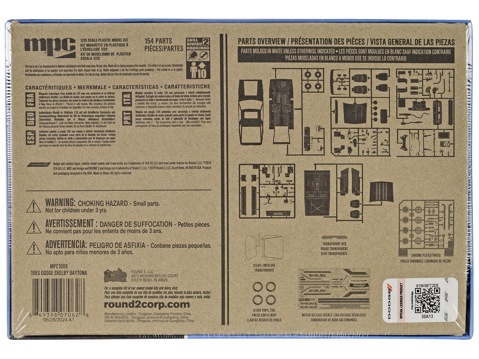 Skill 2 Model Kit 1988 Dodge Shelby Daytona Z 2-in-1 Kit 1/25 Scale Model by MPC