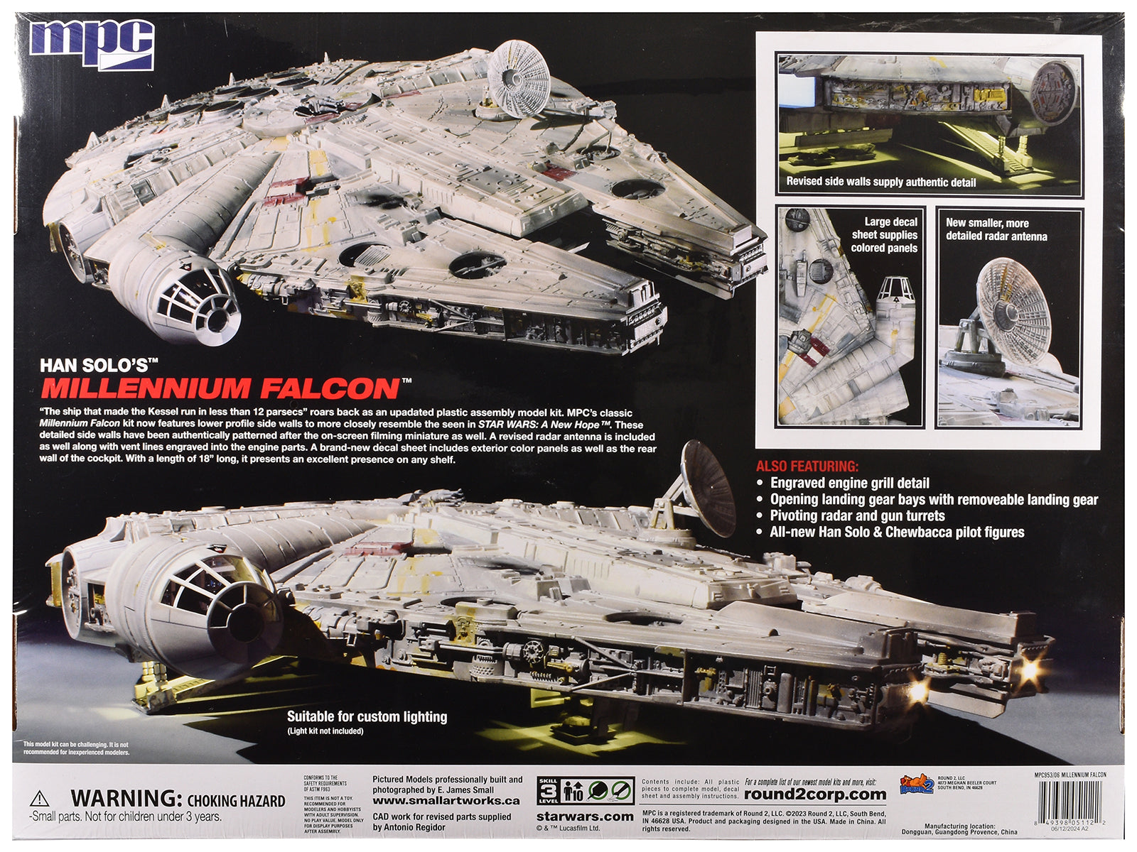 Skill 3 Model Kit Han Solo's Millennium Falcon "Star Wars: A New Hope" (1977) Movie 1/72 Scale Model by MPC