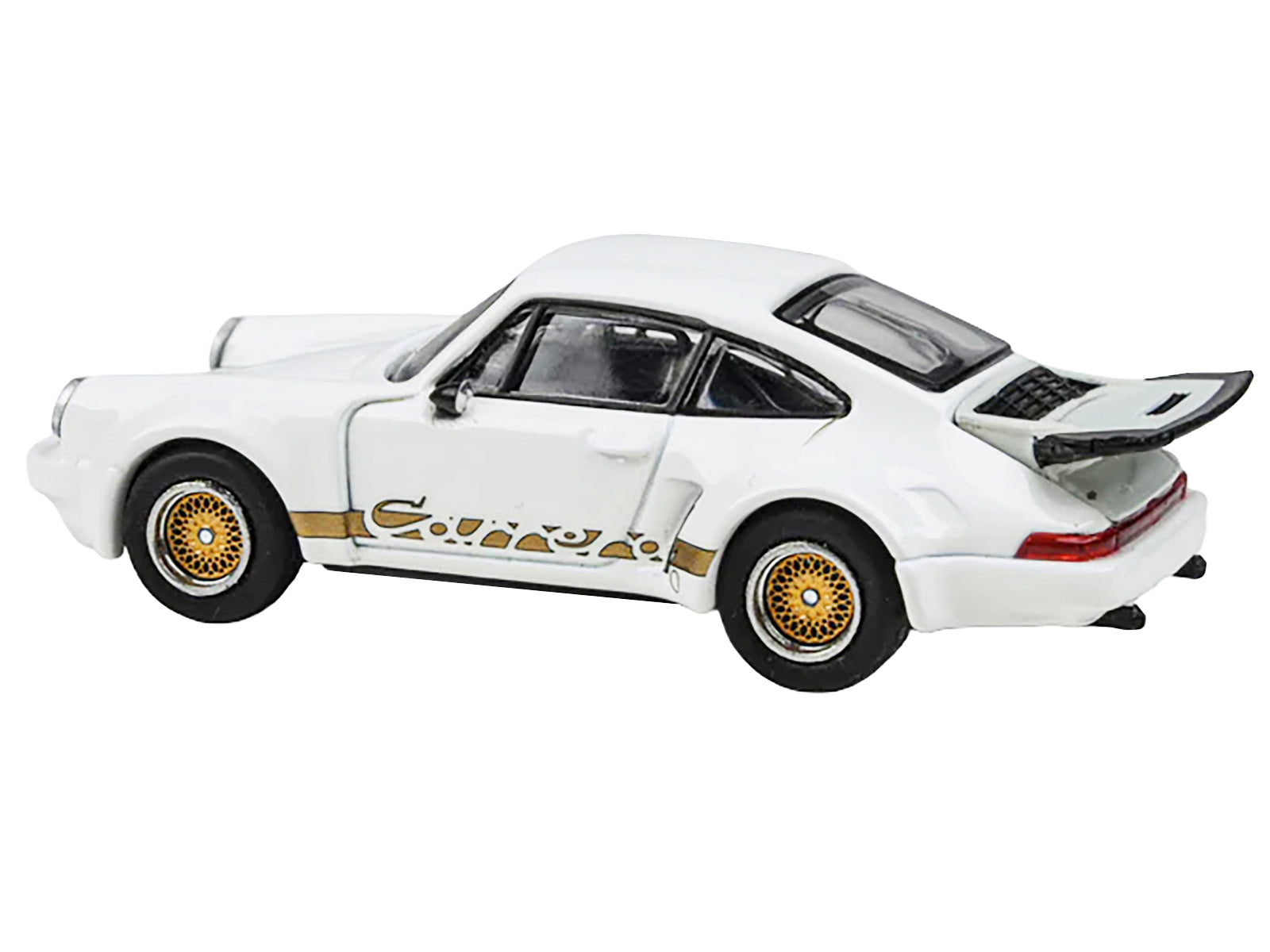 Porsche 911 Carrera RSR 3.0 Grand Prix White with Gold Stripes and Wheels 1/64 Diecast Model Car by Paragon Models