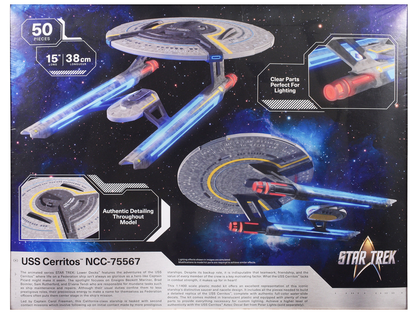 Skill 2 Model Kit USS Cerritos NCC-75567 Spacecraft "Star Trek: Lower Decks" (2020-2024) TV Series 1/1400 Scale Model by Polar Lights