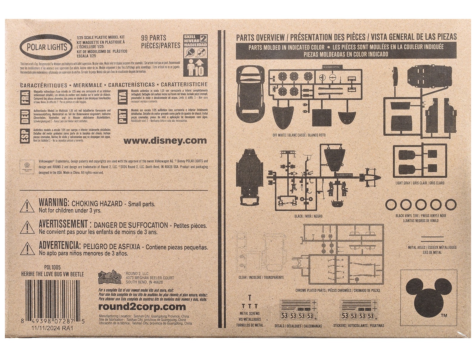 Skill 2 Model Kit Volkswagen Beetle Herbie "The Love Bug" (1969) Movie 1/25 Scale Model by Polar Lights