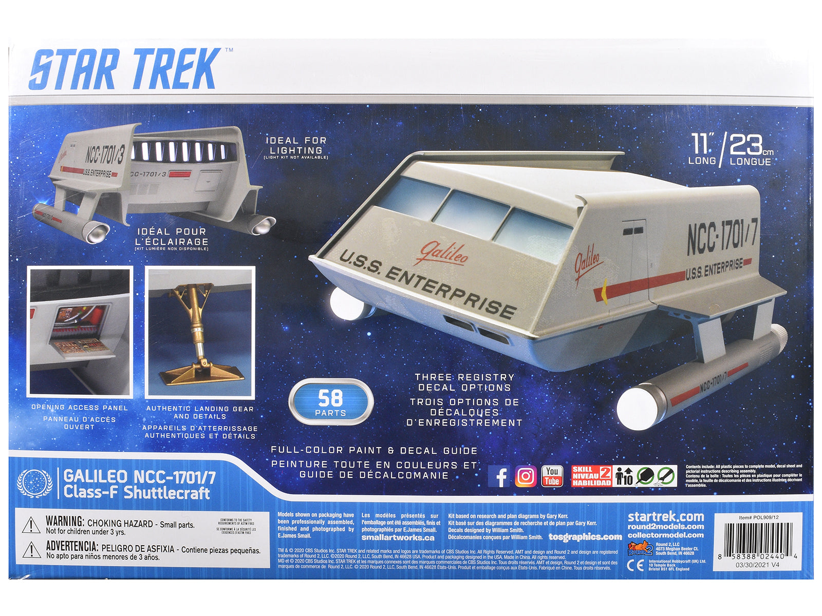 Skill 2 Model Kit Galileo Shuttlecraft "Star Trek: The Original Series" (1966-1968) TV Series 1/32 Scale Model by Polar Lights