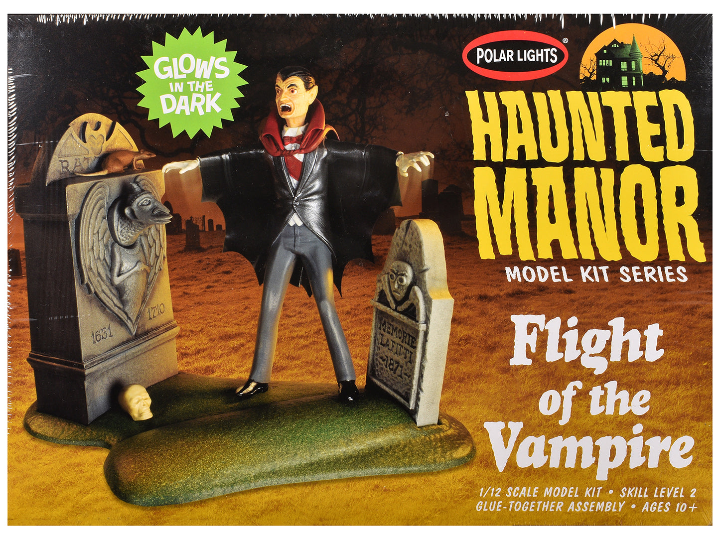 Skill 2 Model Kit Haunted Manor "Flight of the Vampire" Diorama Set 1/12 Scale Model by Polar Lights