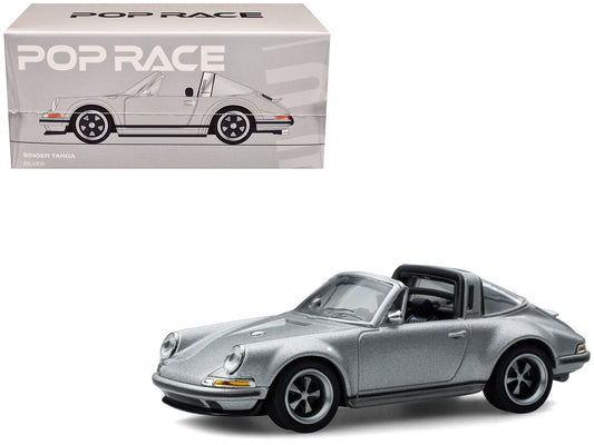 Singer Targa Convertible Silver Metallic 1/64 Diecast Model Car by Pop Race