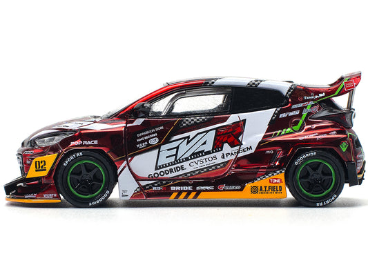 Toyota Goodride GR Yaris RHD (Right Hand Drive) "EVA RT Production Model-02" Red Metallic with Graphics 1/64 Diecast Model Car by Pop Race