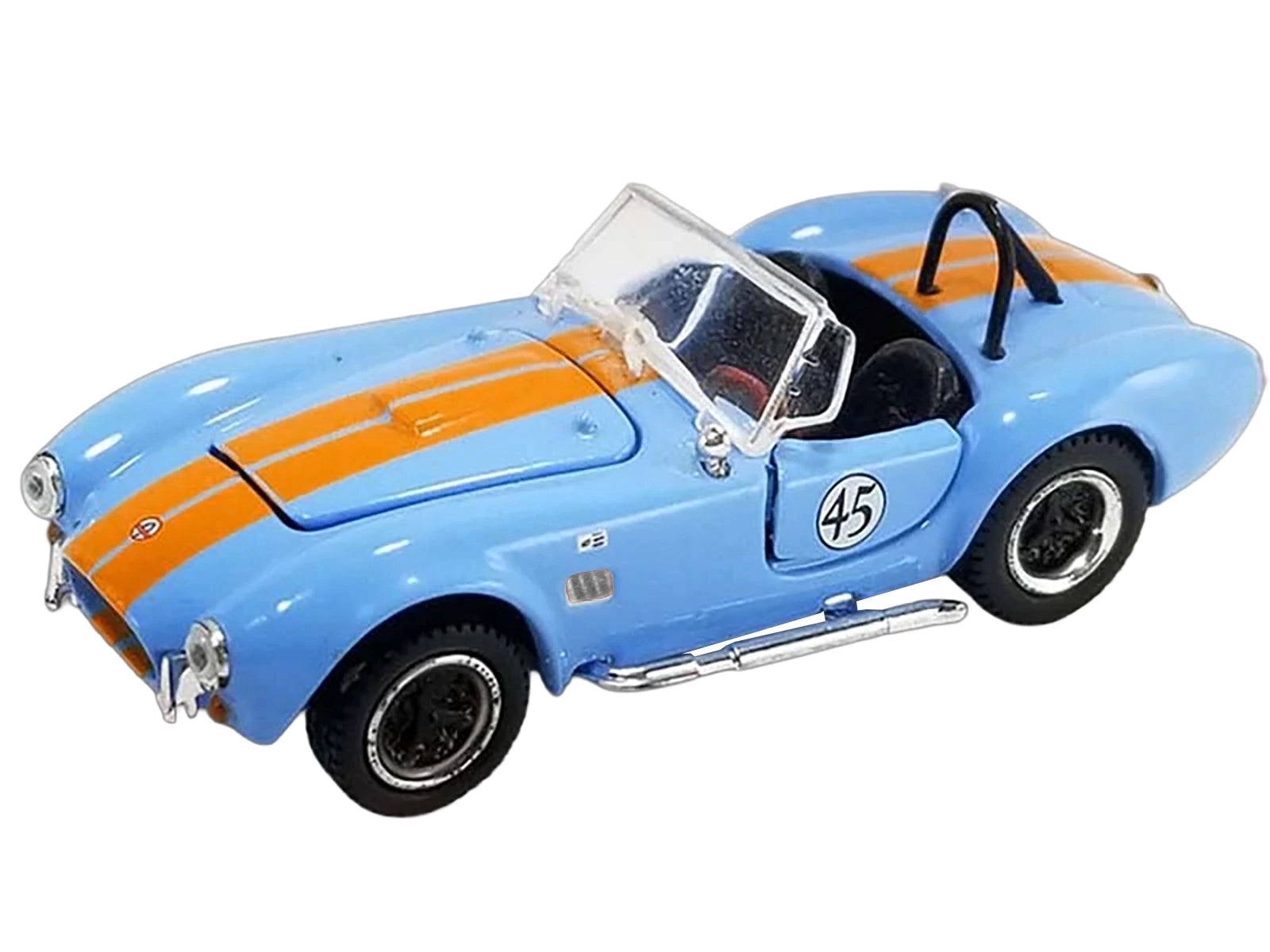 Shelby Cobra 427 S/C #45 Light Blue with Orange Stripes "Shelby Collectibles" Series 1/64 Diecast Model Car by ACME