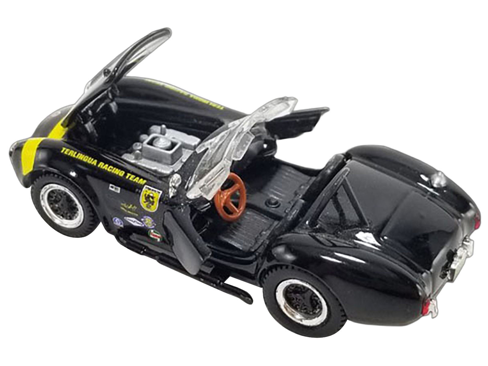 Shelby Cobra 427 S/C "Terlingua Racing Team" Black with Yellow Stripe "Shelby Collectibles" Series 1/64 Diecast Model Car by ACME