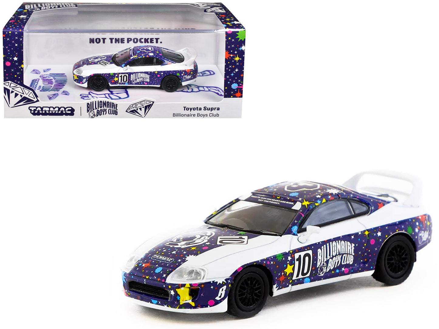 Toyota Supra RHD (Right Hand Drive) #10 "Billionaire Boys Club" Purple and White with Graphics "Hobby64" Series 1/64 Diecast Model Car by Tarmac Works
