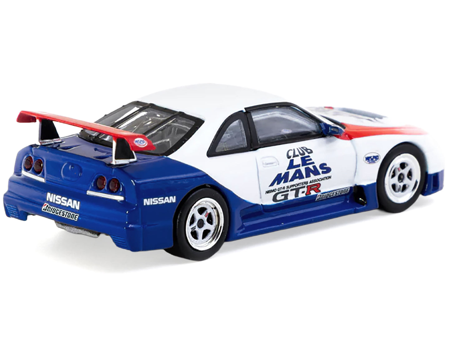 Nissan Nismo GT-R LM RHD (Right Hand Drive) "1995 Launch Version" White with Red and Blue Accents "Hobby64" Series 1/64 Diecast Model Car by Tarmac Works