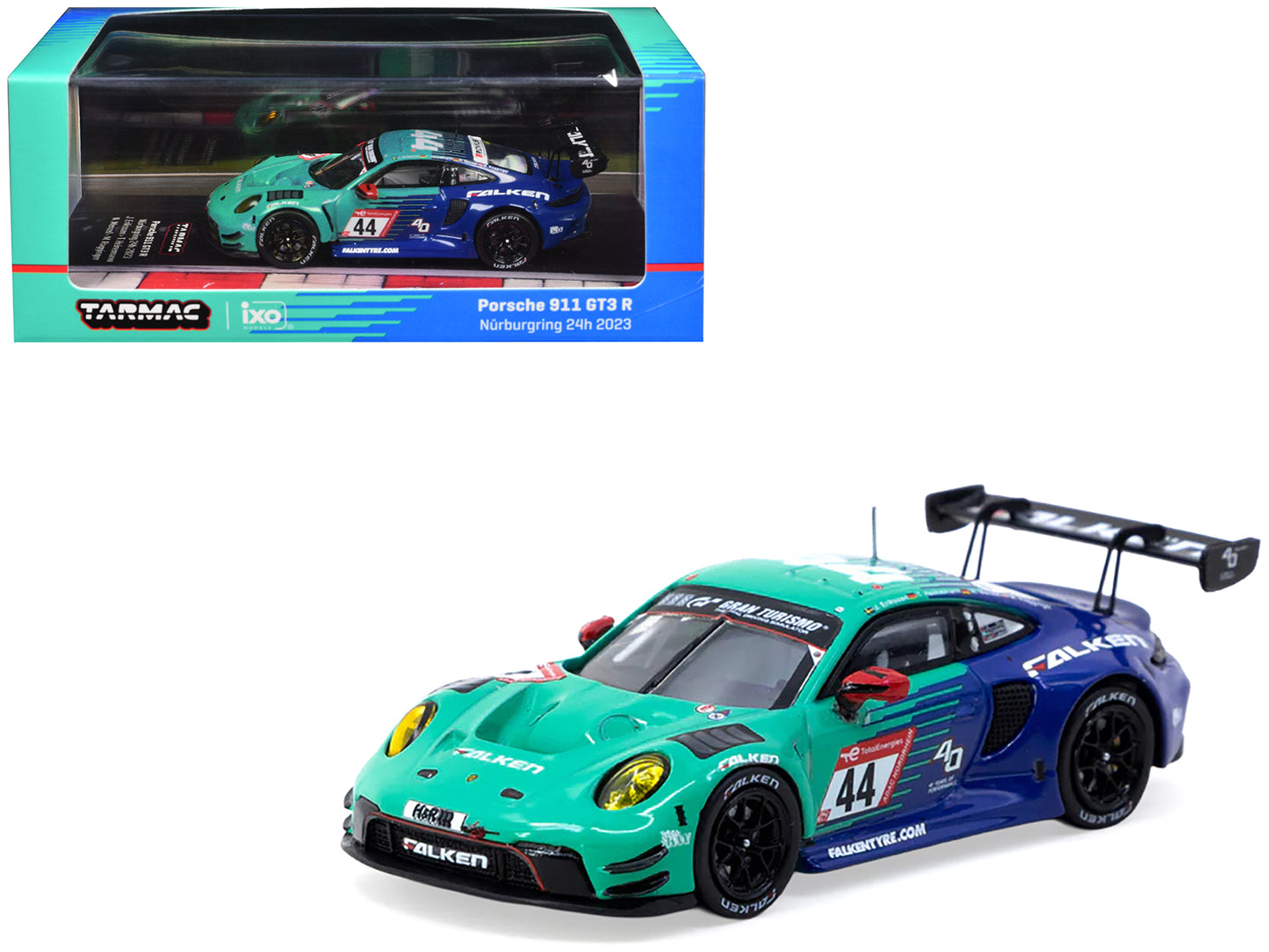 Porsche 911 GT3 R #44 Joel Eriksson - Tim Heinemann - Nico Menzel - Martin Ragginger "Falken Motorsports" "24 Hours of Nurburgring" (2023) "Hobby64" Series 1/64 Diecast Model by Tarmac Works