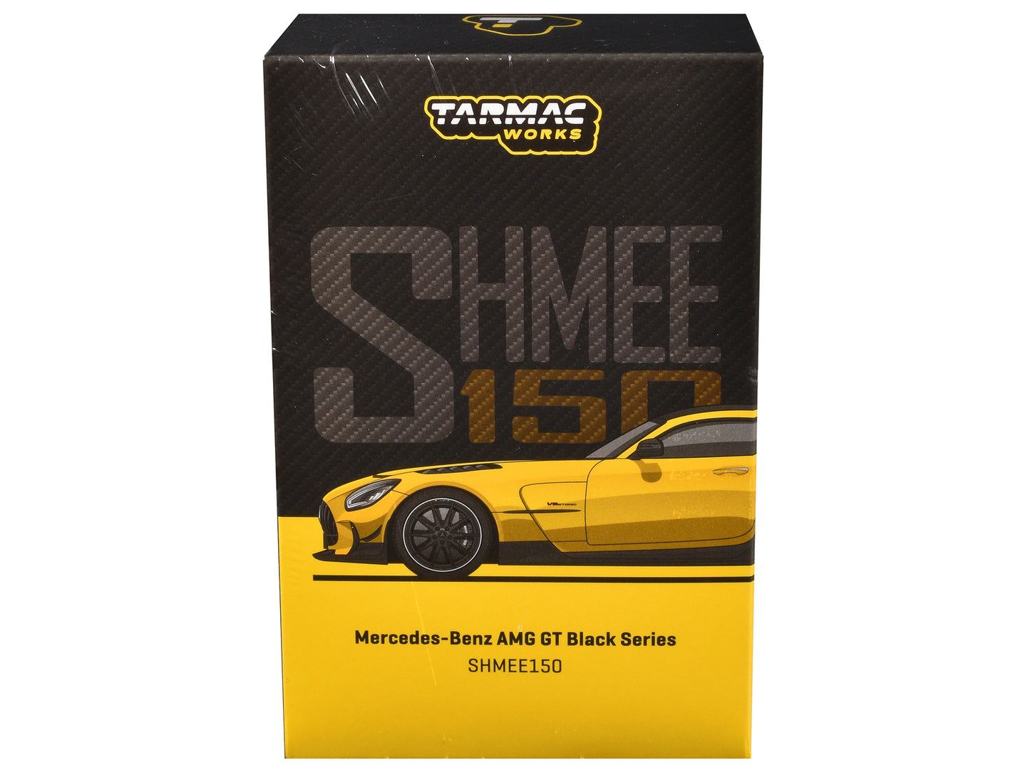 Mercedes-Benz AMG GT Black Series "SHMEE150" Yellow with Black Stripes and Top "Global64" Series 1/64 Diecast Model by Tarmac Works