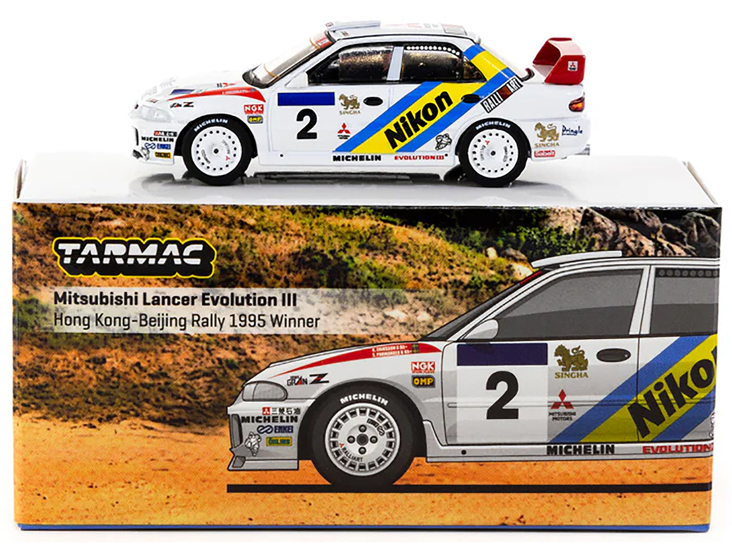 Mitsubishi Lancer Evolution III #2 Kenneth Eriksson - Staffan Parmander Winner "Hong Kong-Beijing Rally" (1995) "Global64" Series 1/64 Diecast Model by Tarmac Works