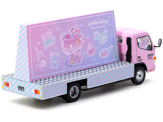 Mitsubishi Fuso Canter Mobile Ad Truck RHD (Right Hand Drive) "Hello Kitty" Pink with Graphics "Truck64" Series 1/64 Diecast Model Car by Tarmac Works