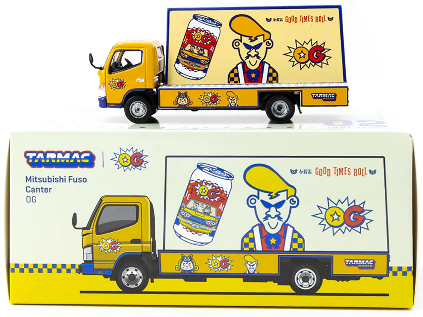 Mitsubishi Fuso Canter Mobile Ad Truck RHD (Right Hand Drive) "OG Beer" Yellow with Graphics "Truck64" Series 1/64 Diecast Model Car by Tarmac Works