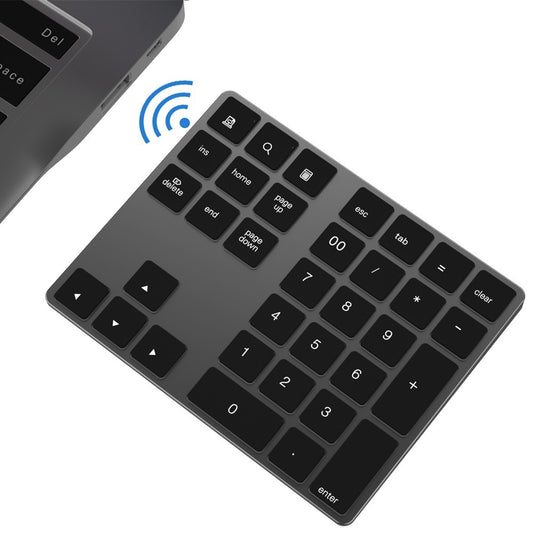 Aluminium 34-Key Wireless Numeric Bluetooth-compatible Keyboard Keypad for Windows/iOS/Android