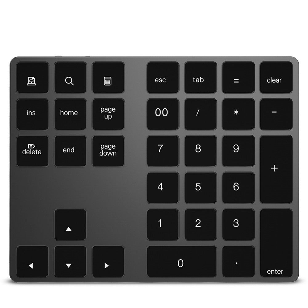 Aluminium 34-Key Wireless Numeric Bluetooth-compatible Keyboard Keypad for Windows/iOS/Android