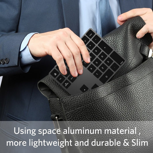 Aluminium 34-Key Wireless Numeric Bluetooth-compatible Keyboard Keypad for Windows/iOS/Android