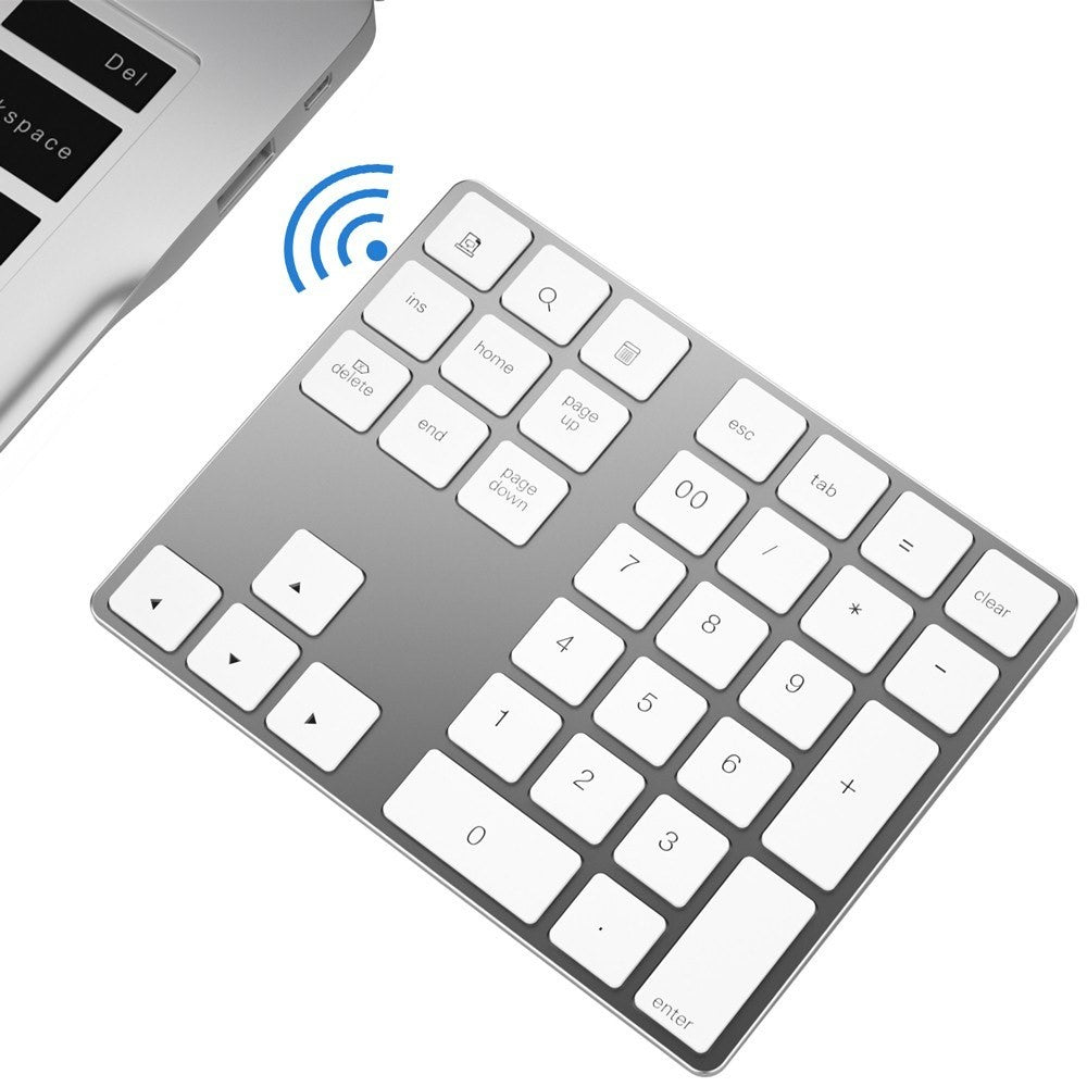 Aluminium 34-Key Wireless Numeric Bluetooth-compatible Keyboard Keypad for Windows/iOS/Android