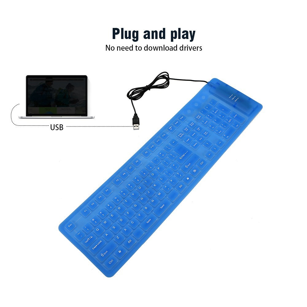108 Keys USB Silicone Foldable Keyboard Waterproof Dustproof USB Silent Keys