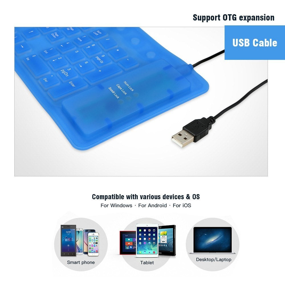 108 Keys USB Silicone Foldable Keyboard Waterproof Dustproof USB Silent Keys