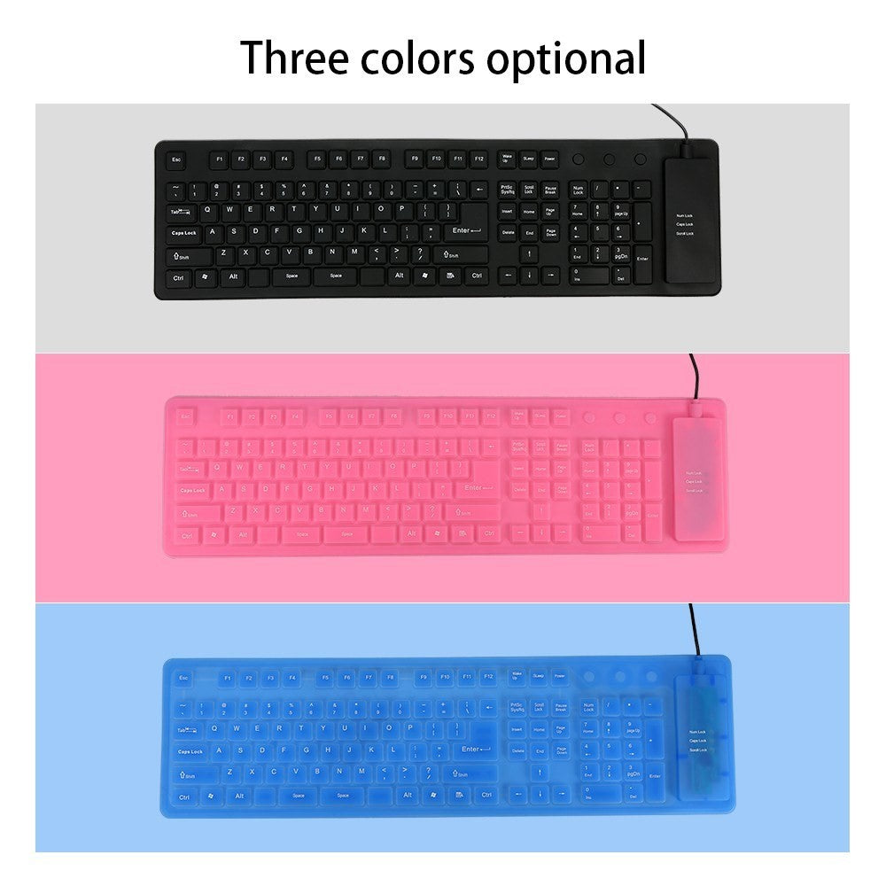 108 Keys USB Silicone Foldable Keyboard Waterproof Dustproof USB Silent Keys