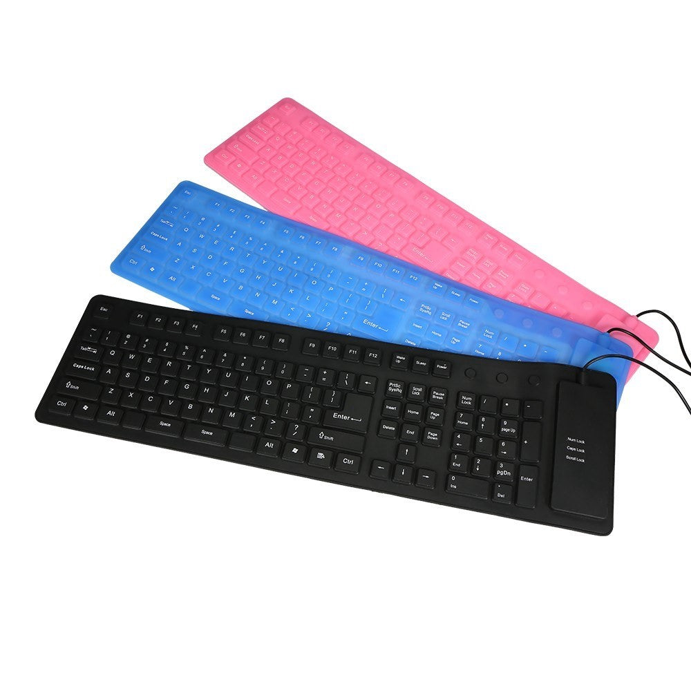 108 Keys USB Silicone Foldable Keyboard Waterproof Dustproof USB Silent Keys