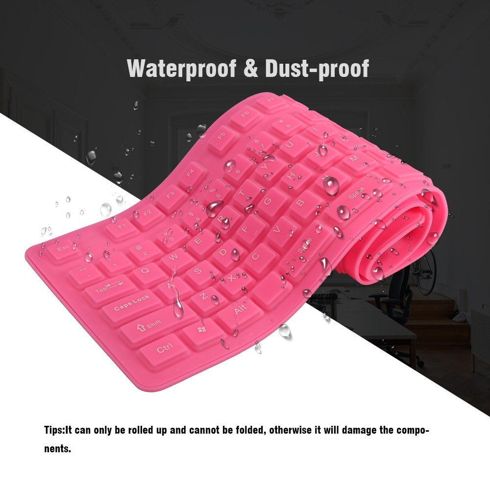 108 Keys USB Silicone Foldable Keyboard Waterproof Dustproof USB Silent Keys