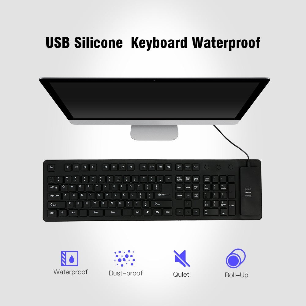 108 Keys USB Silicone Foldable Keyboard Waterproof Dustproof USB Silent Keys
