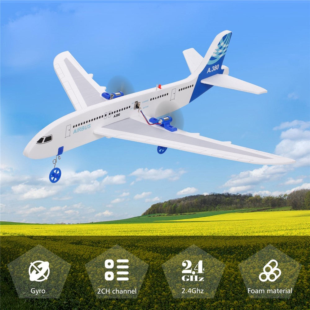 A380 RC Airplane for Kids 2.4GHz 2CH Small Plane DIY Flight Toys for Kids Boys