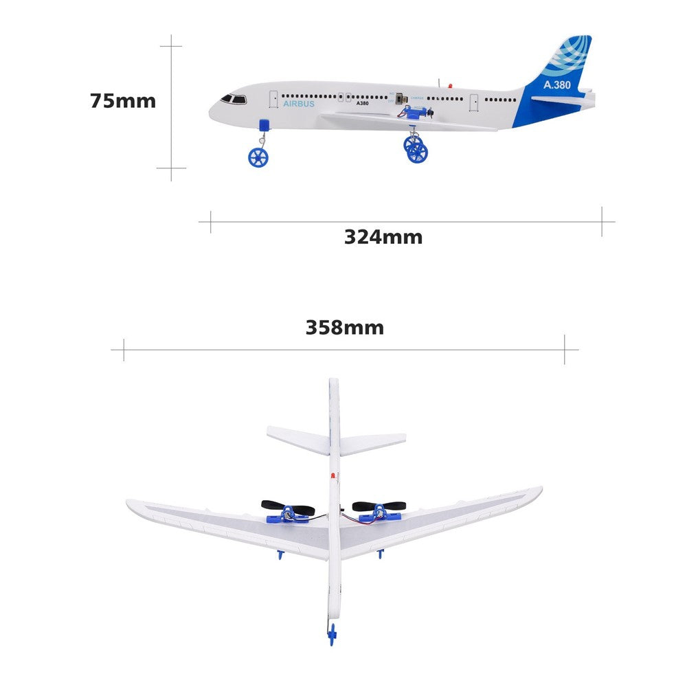 A380 RC Airplane for Kids 2.4GHz 2CH Small Plane DIY Flight Toys for Kids Boys