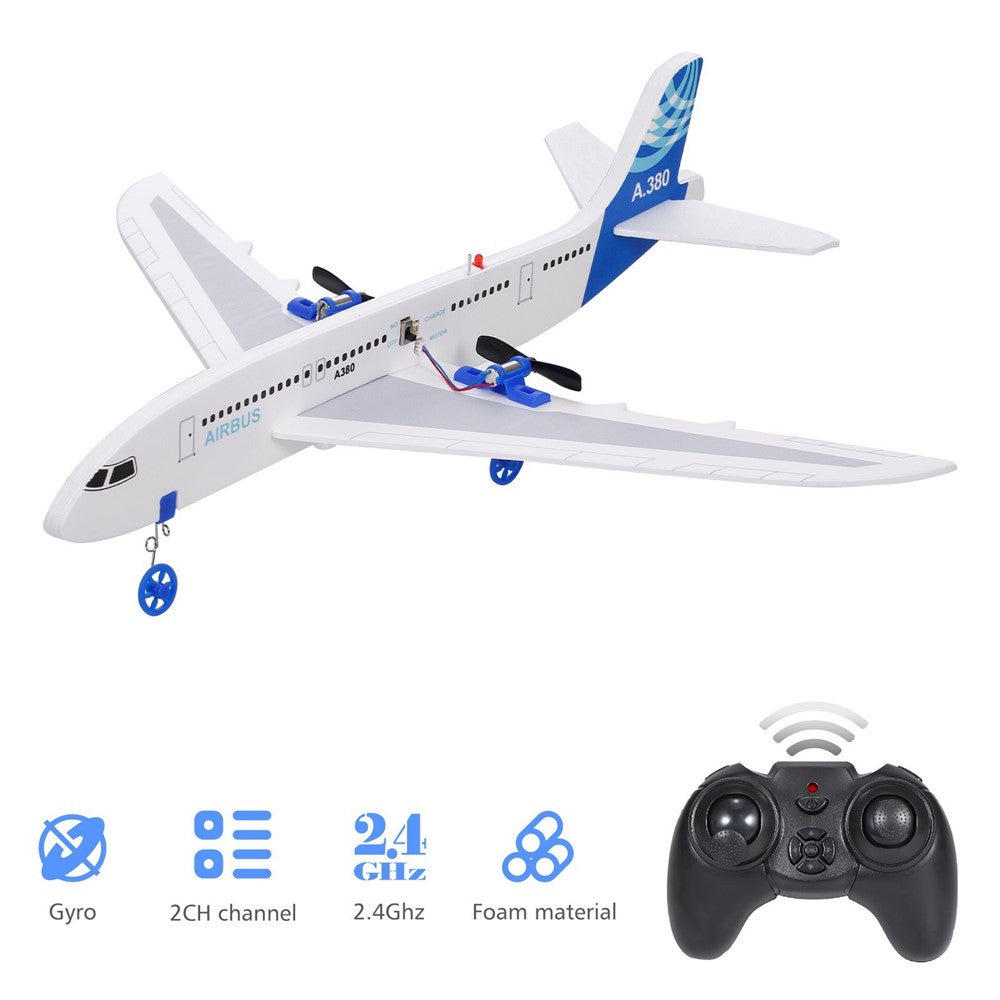 A380 RC Airplane for Kids 2.4GHz 2CH Small Plane DIY Flight Toys for Kids Boys