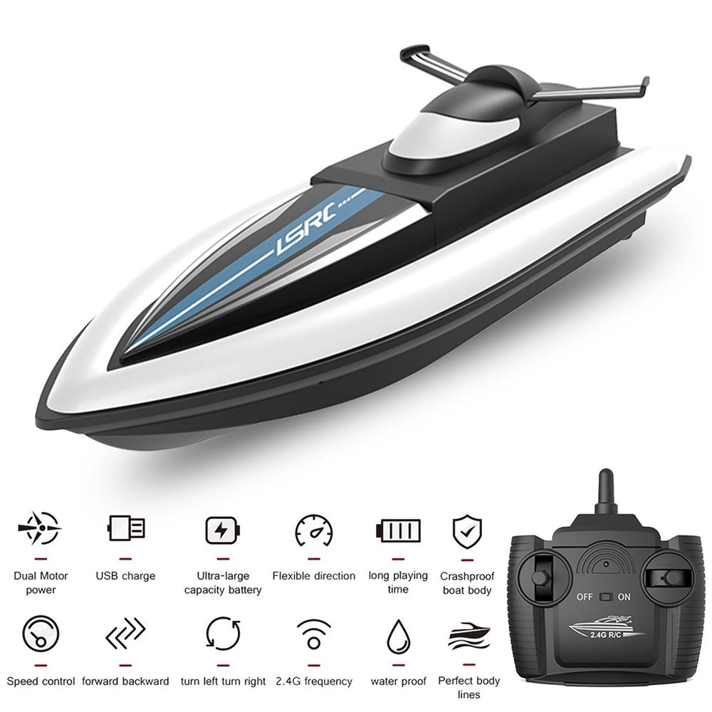 LSRC 2.4GHz RC Boat Remote Control Racing Boat Waterproof Toy for Lake Pool Sea