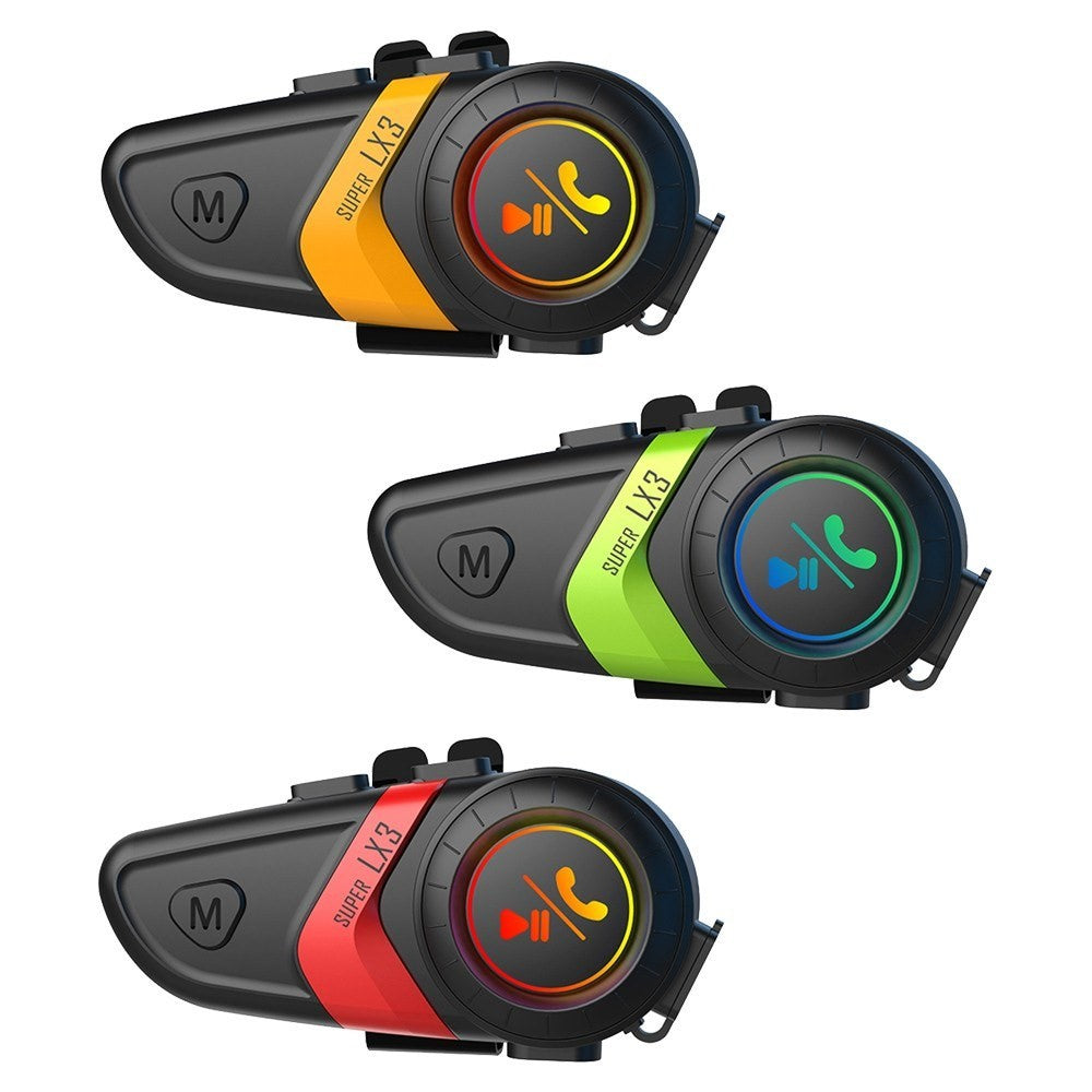 SUPER LX3 Bluetooth-compatible 5.0 Headset Motorcycle Motorbike Helmet Intercom Interphone for Riding Skiing Snowmobile Scooter