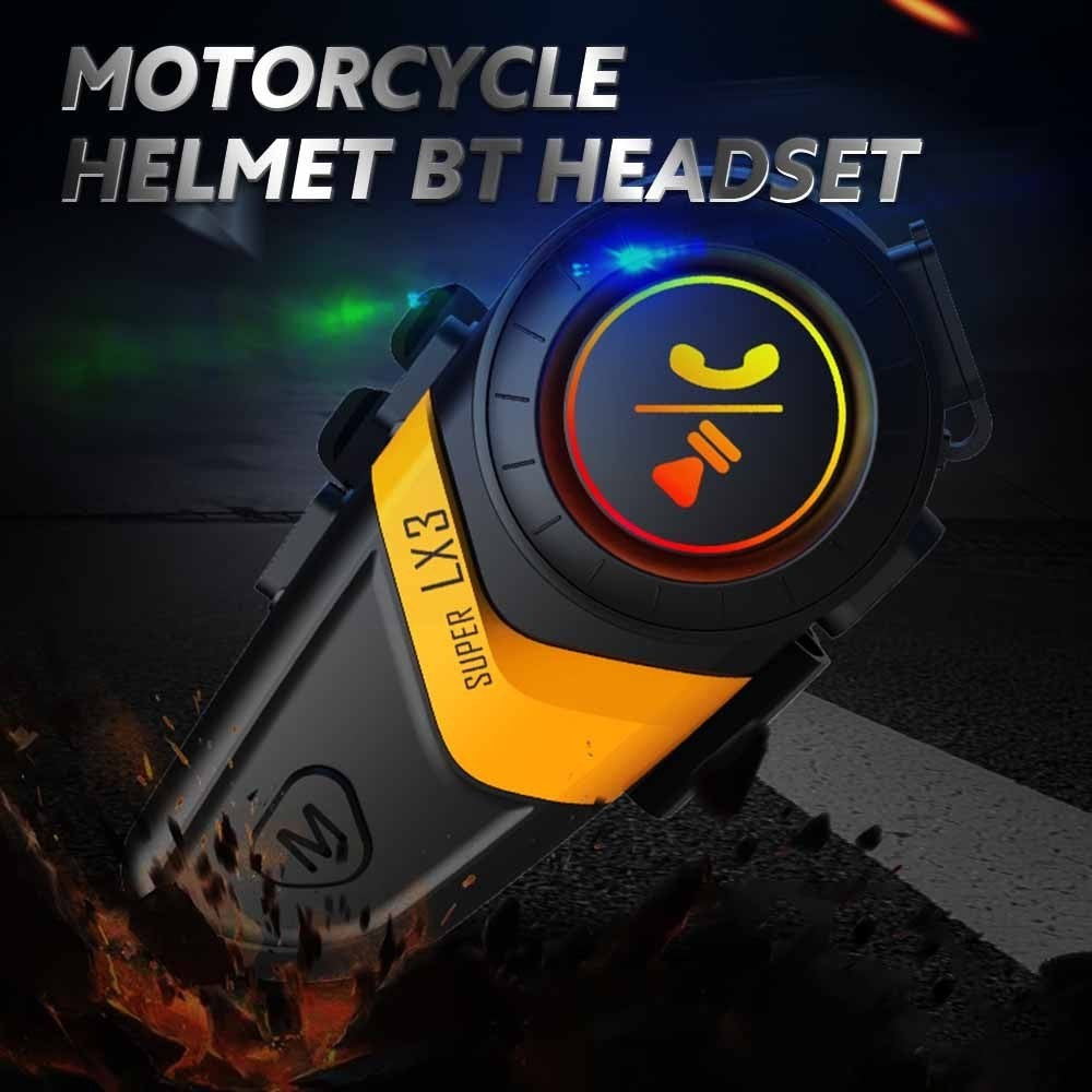 SUPER LX3 Bluetooth-compatible 5.0 Headset Motorcycle Motorbike Helmet Intercom Interphone for Riding Skiing Snowmobile Scooter