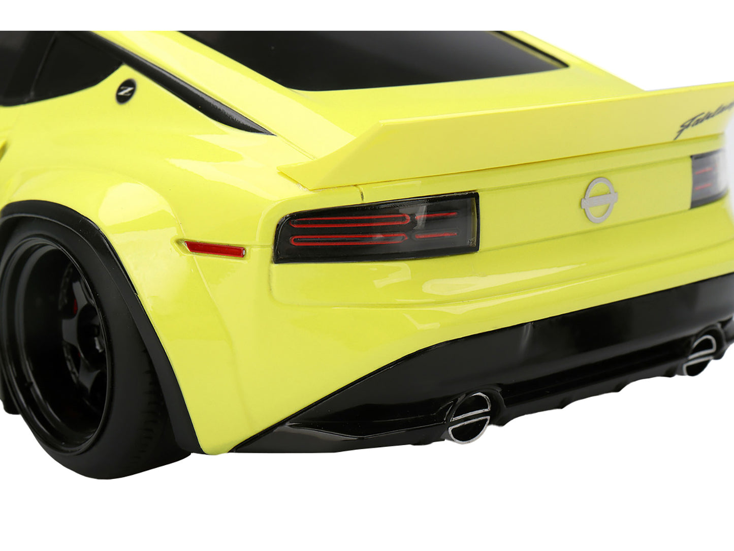 Nissan Z (RZ34) "Pandem" Ikazuchi Yellow with Matt Black Hood 1/18 Model Car by Top Speed