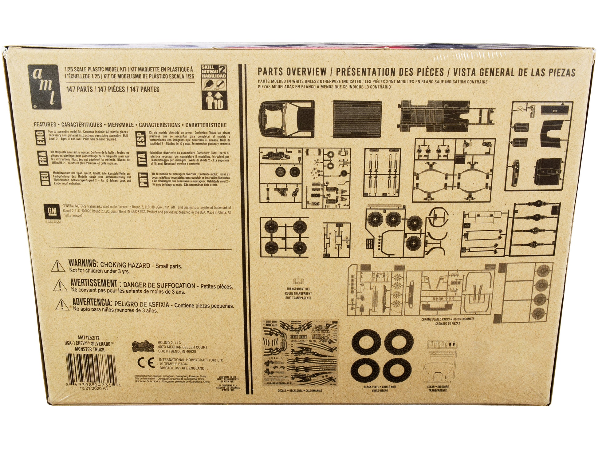 Skill 2 Model Kit Chevrolet Silverado "USA-1" Monster Truck 1/25 Scale Model by AMT