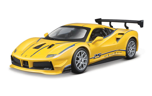 Ferrari 488 Challenge #25 Yellow with Blue Stripes "Ferrari Racing" 1/24 Diecast Model Car by Bburago