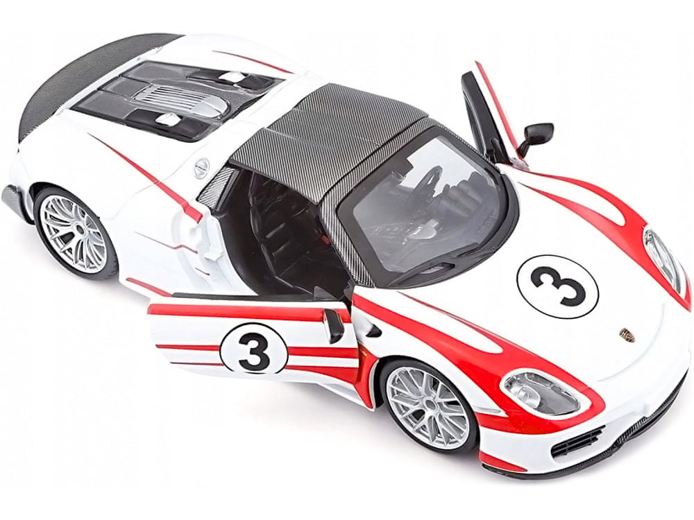 Porsche 918 Spyder Weissach #3 White 1/24 Diecast Model Car by Bburago