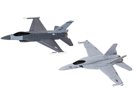 General Dynamics F-16 Fighting Falcon Fighter Aircraft and McDonnell Douglas F/A-18 Super Hornet Fighter Aircraft Set of 2 Pieces "US Strike Force Collection" Diecast Models by Corgi