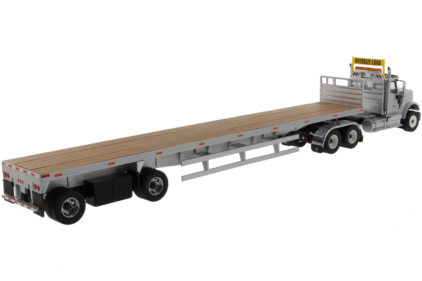 International HX520 Tandem Tractor Light Gray with 53' Flat Bed Trailer "Transport Series" 1/50 Diecast Model by Diecast Masters