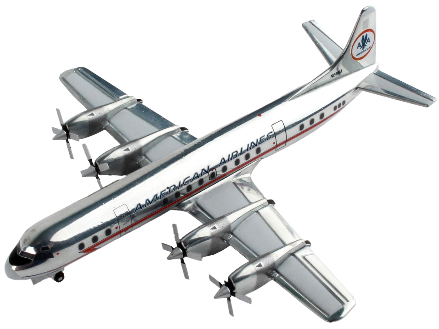 Lockheed L-188 Electra Commercial Aircraft "American Airlines" Silver with Red Stripes 1/400 Diecast Model Airplane by GeminiJets