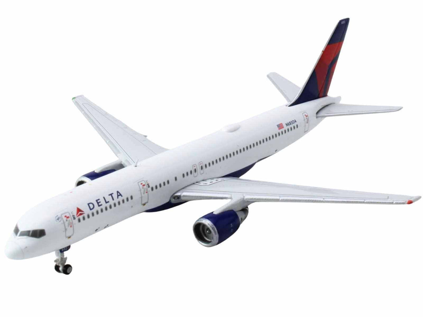 Boeing 757-200 Commercial Aircraft "Delta Air Lines" (N683DA) White with Red and Blue Tail 1/400 Diecast Model Airplane by GeminiJets