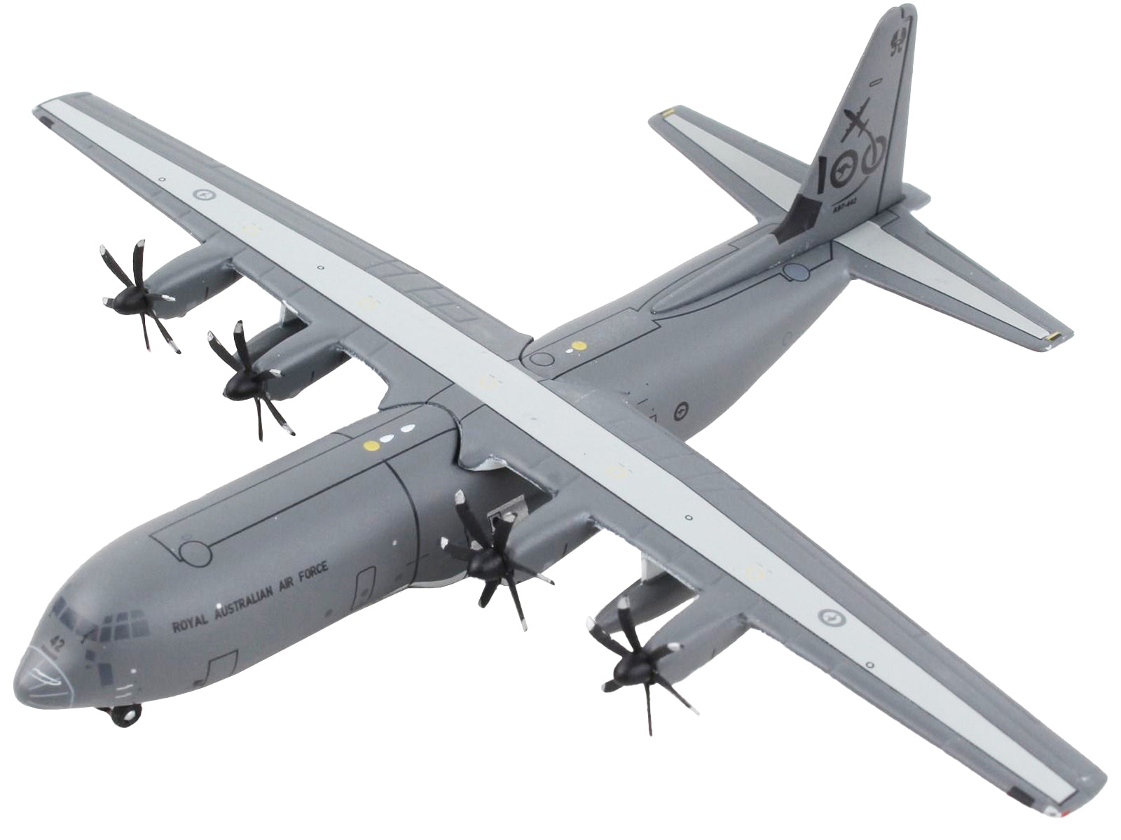 Lockheed C-130J-30 Transport Aircraft "Royal Australian Air Force - 100 Years Cententary" Gray "Gemini Macs" Series 1/400 Diecast Model Airplane by GeminiJets