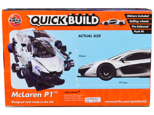 Skill 1 Model Kit McLaren P1 White Snap Together Painted Plastic Model Car Kit by Airfix Quickbuild