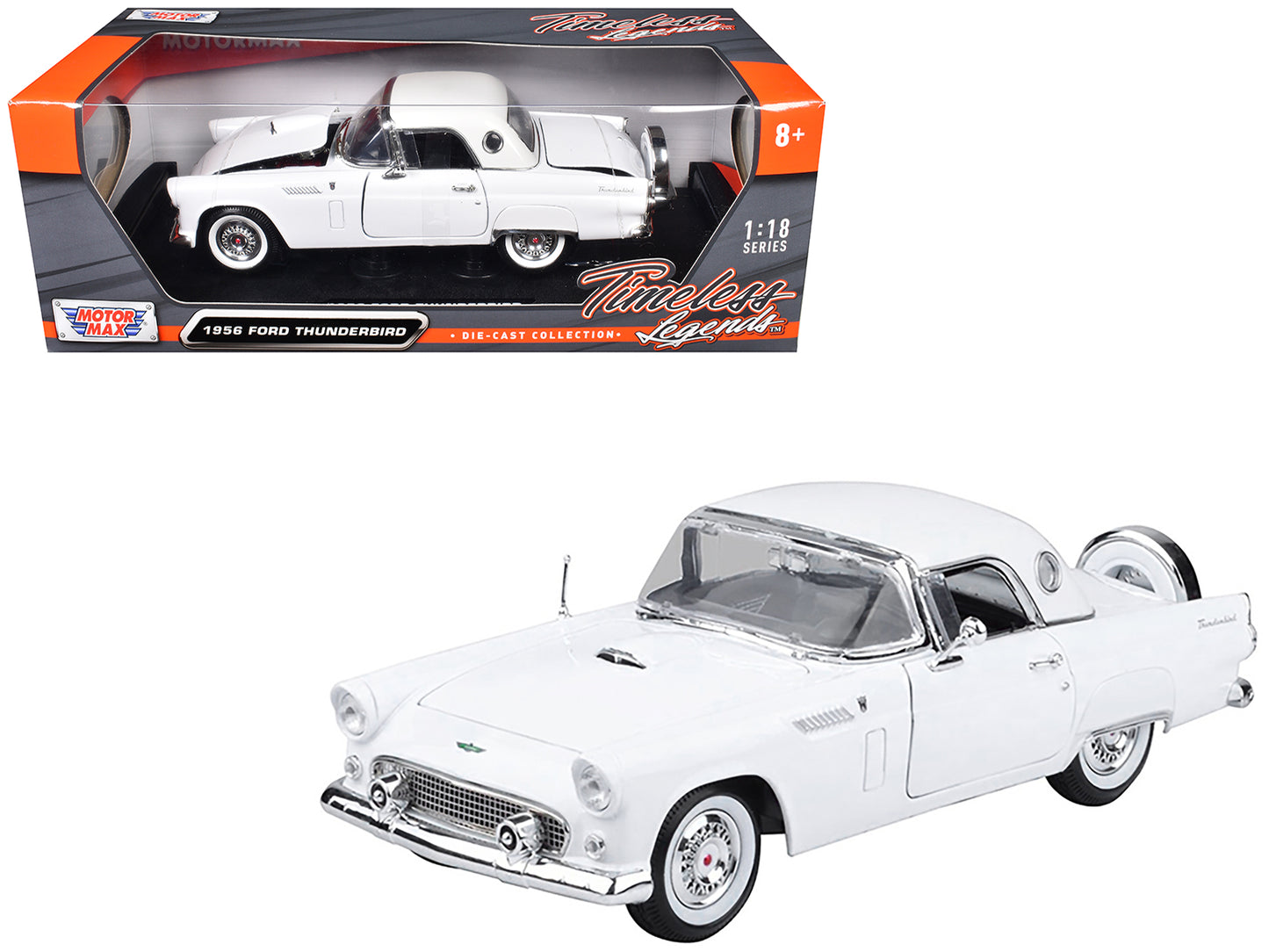 1956 Ford Thunderbird White "Timeless Classics" 1/18 Diecast Model Car by Motormax
