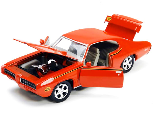 1969 Pontiac GTO Judge Orange with Stripes 1/24 Diecast Model Car by Motormax