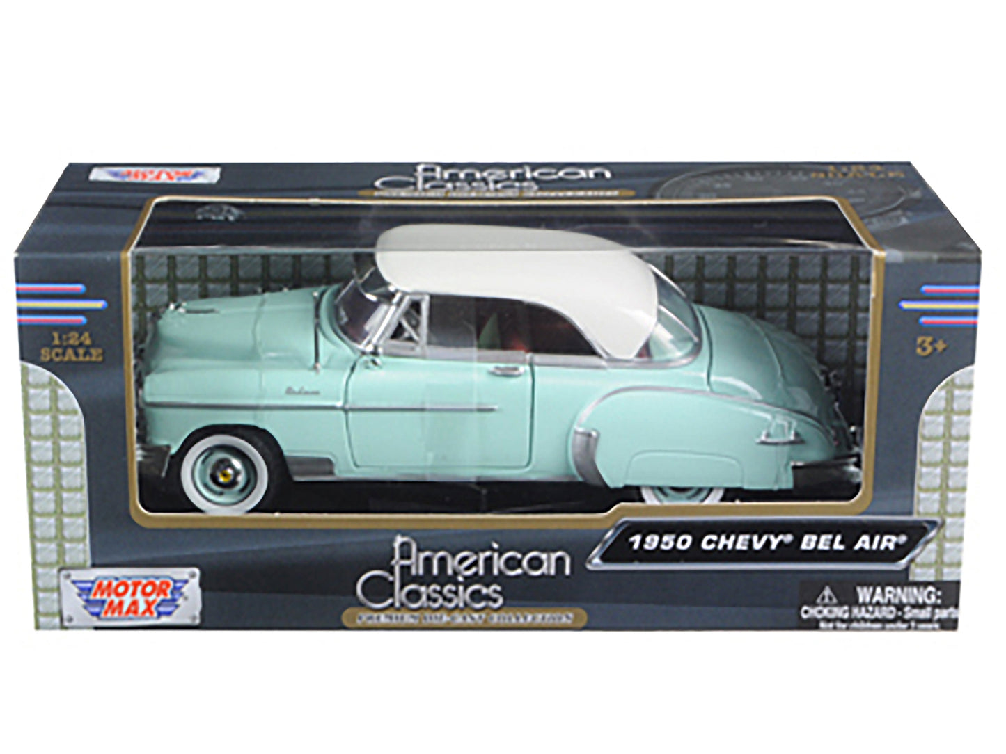 1950 Chevrolet Bel Air Green with Cream Top 1/24 Diecast Model Car by Motormax