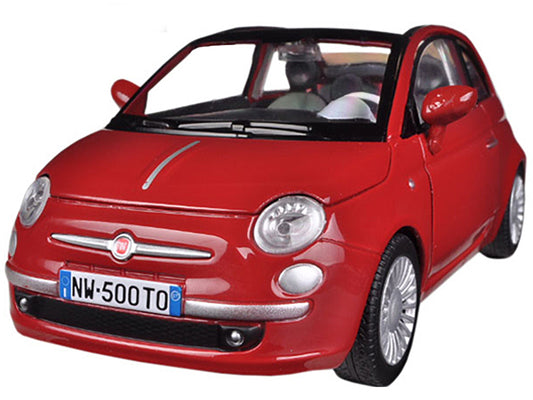 Fiat 500 Nuova Cabrio Red 1/24 Diecast Model Car by Motormax