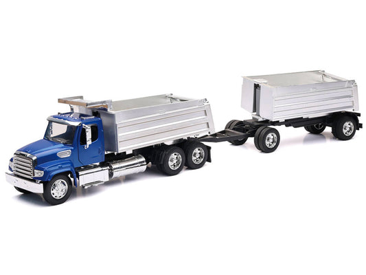 Freightliner 114SD Dump Truck with Twin Dump Body Blue "Long Haul Trucker" Series 1/32 Diecast Model by New Ray