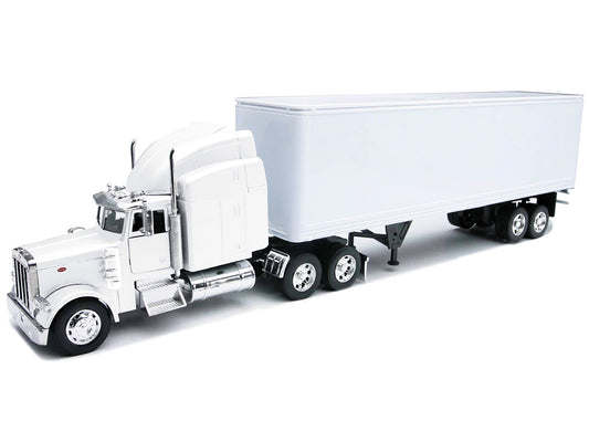 Peterbilt 379 Truck with Dry Goods Trailer White "Long Haul Trucker" Series 1/32 Diecast Model by New Ray